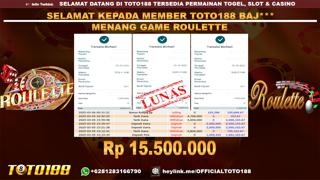 Bukti JP Kemenangan GAME ROULETTE 05 MAR 25