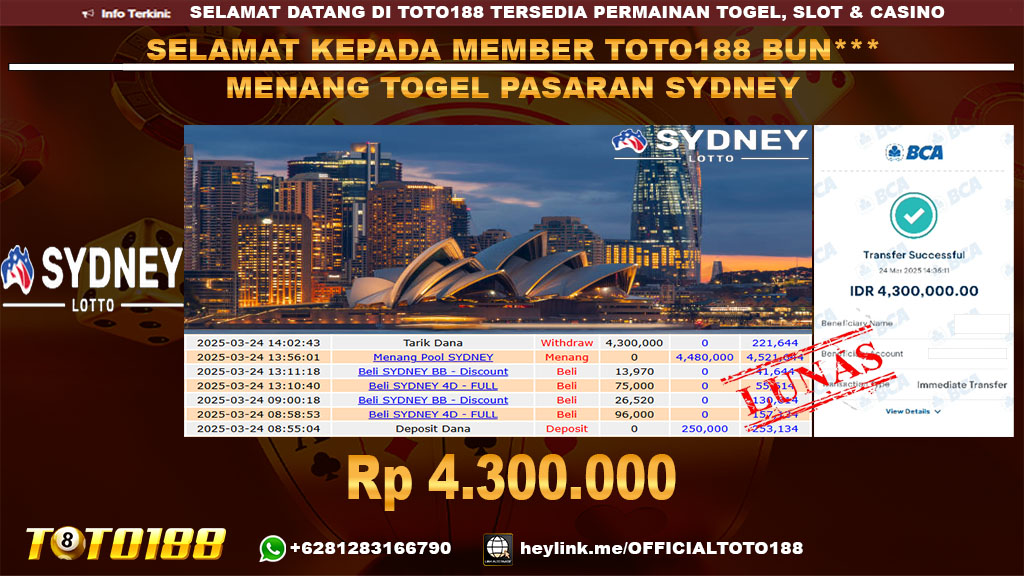 Bukti JP Kemenangan TOGEL PASARAN SYDNEY 24 MAR 25