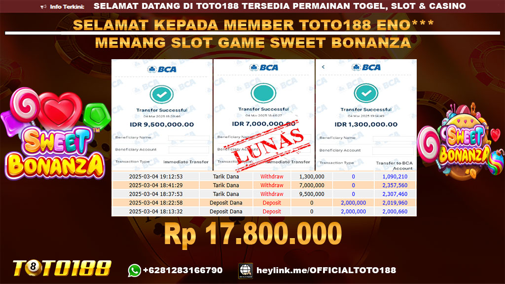 Bukti JP Kemenangan SLOT GAME SWEET BONANZA 04 MAR 25