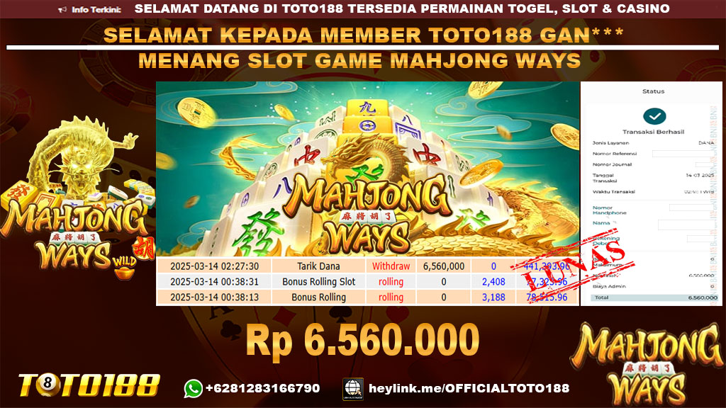 Bukti JP Kemenangan SLOT GAME MAHJONG WAYS 14 MAR 25