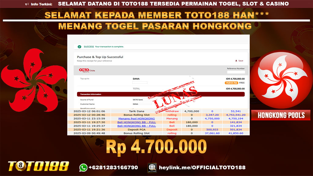 Bukti JP Kemenangan TOGEL PASARAN HONGKONG 12 MAR 25