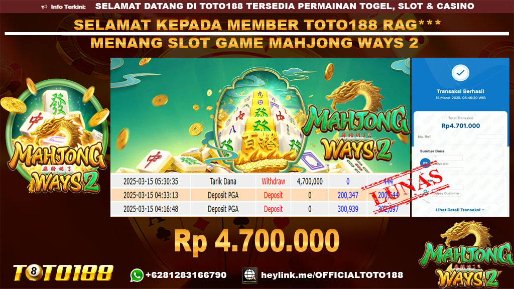Bukti JP Kemenangan SLOT GAME MAHJONG WAYS 2 15 MAR 25