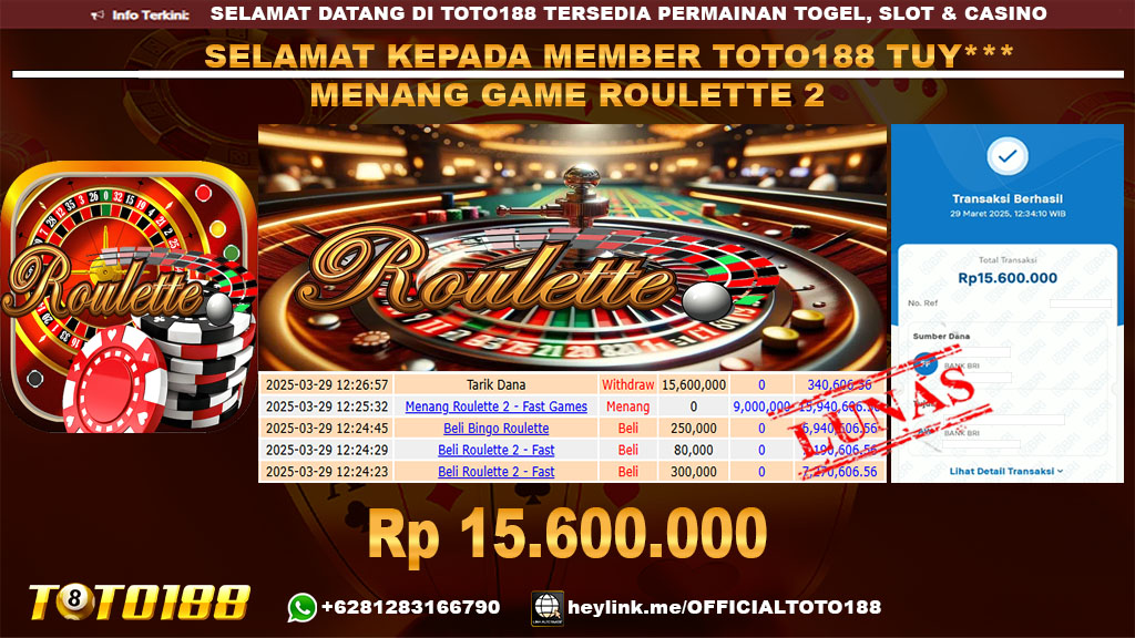 Bukti JP Kemenangan GAME ROULETTE 2 29 MAR 25