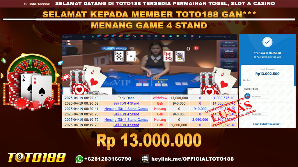Bukti JP Kemenangan GAME 4 STAND 19 APR 2025