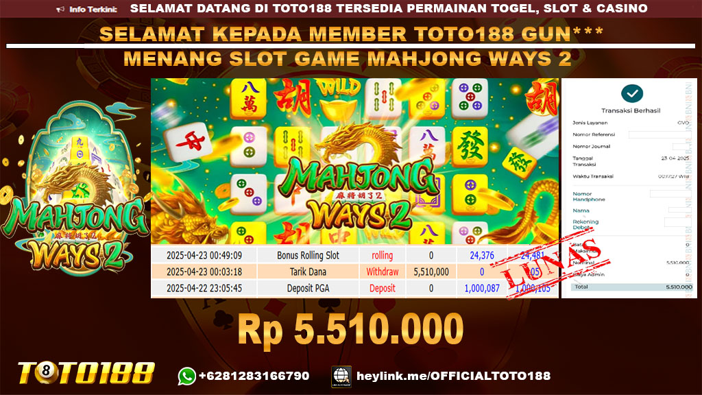 Bukti JP Kemenangan SLOT GAME MAHJONG WAYS2 23 APR 25