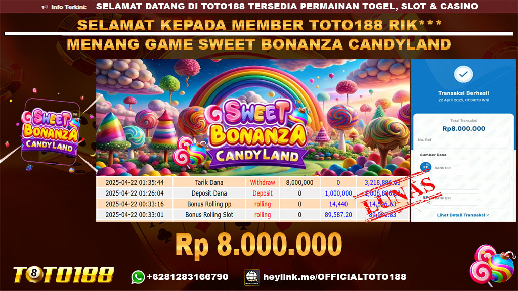 Bukti JP Kemenangan GAME SWEET BONANZA CANDYLAND 22 APR 25