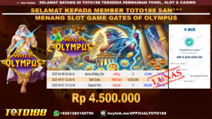 Bukti JP Kemenangan SLOT GAME GATES OF OLYMPUS 07 APR 25