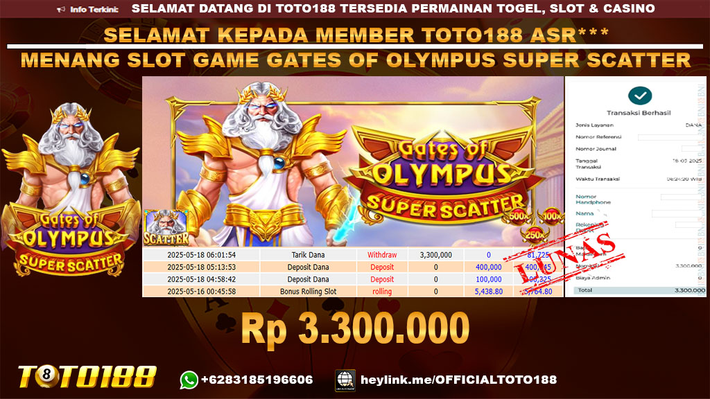Bukti JP Kemenangan SLOT GAME GATES OF OLYMPUS SUPER SCATTER 18 MEI 25