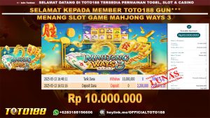 Bukti JP Kemenangan SLOT GAME MAHJONG WAYS 3 13 Mei 25
