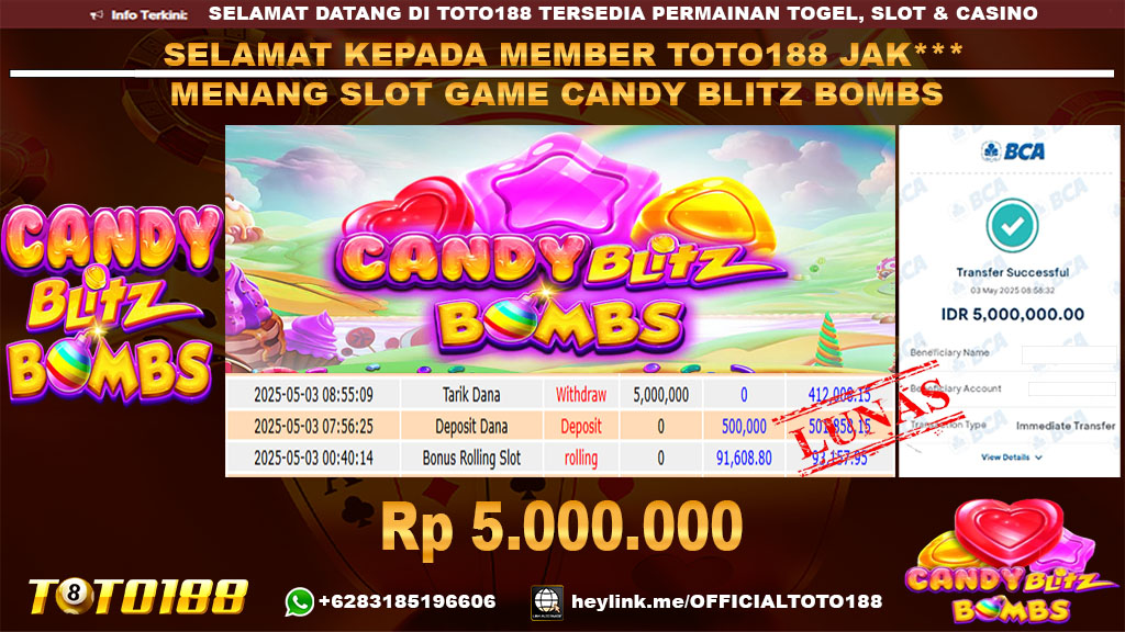Bukti JP Kemenangan SLOT GAME CANDY BLITZ BOMBS 03 Mei 25