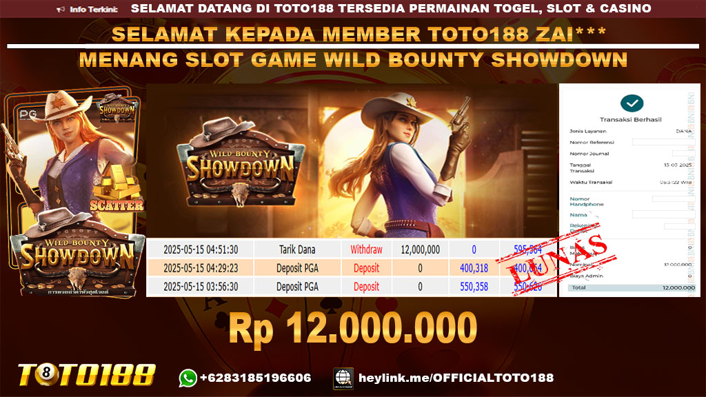 Bukti JP Kemenangan SLOT GAME WILD BOUNTY SHOWDOWN 15 MEI 25