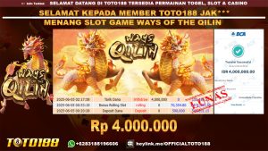 Bukti JP Kemenangan SLOT GAME WAYS OF THE QILIN 05 JUNI 25
