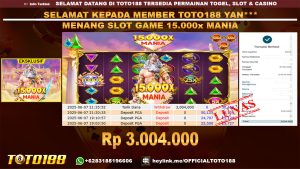 Bukti JP Kemenangan SLOT GAME 15000X MANIA 07 JUN 25
