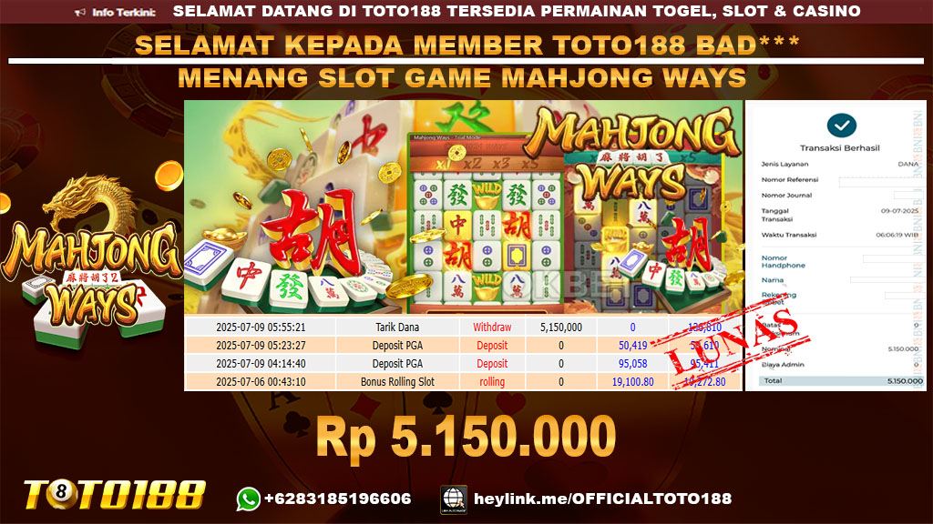 Bukti JP Kemenangan SLOT GAME MAHJONG WAYS 09 JUL 25
