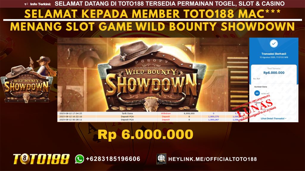 Bukti JP Kemenangan SLOT GAME WILD BOUNTY SHOWDOWN 12 AUG 25