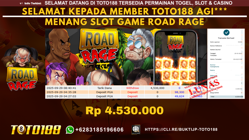 Bukti JP Kemenangan SLOT GAME ROAD RAGE 29 SEPT 25