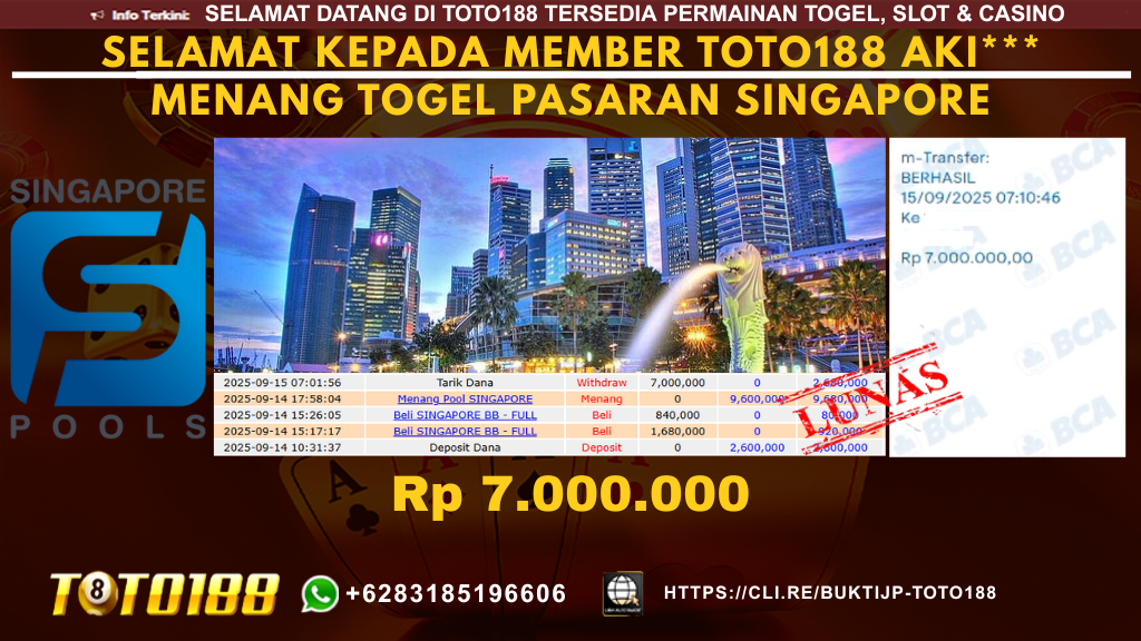 Bukti JP Kemenangan TOGEL PASARAN SINGAPORE 15 SEPT 25