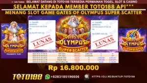 Bukti JP Kemenangan SLOT GAME GATES OF OLYMPUS SUPER SCATTER 07 SEP 25