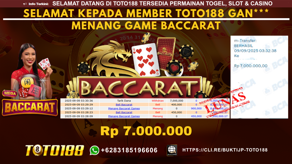 Bukti JP Kemenangan GAME BACCARAT 09 SEPT 25