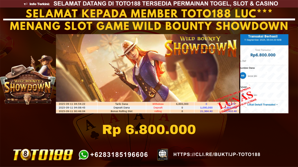 Bukti JP Kemenangan SLOT GAME WILD BOUNTY SHOWDOWN 11 SEP 25