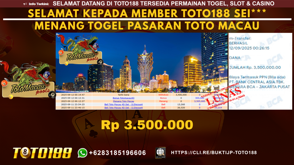 Bukti JP Kemenangan TOGEL PASARAN TOTO MACAU 12 SEPT 25